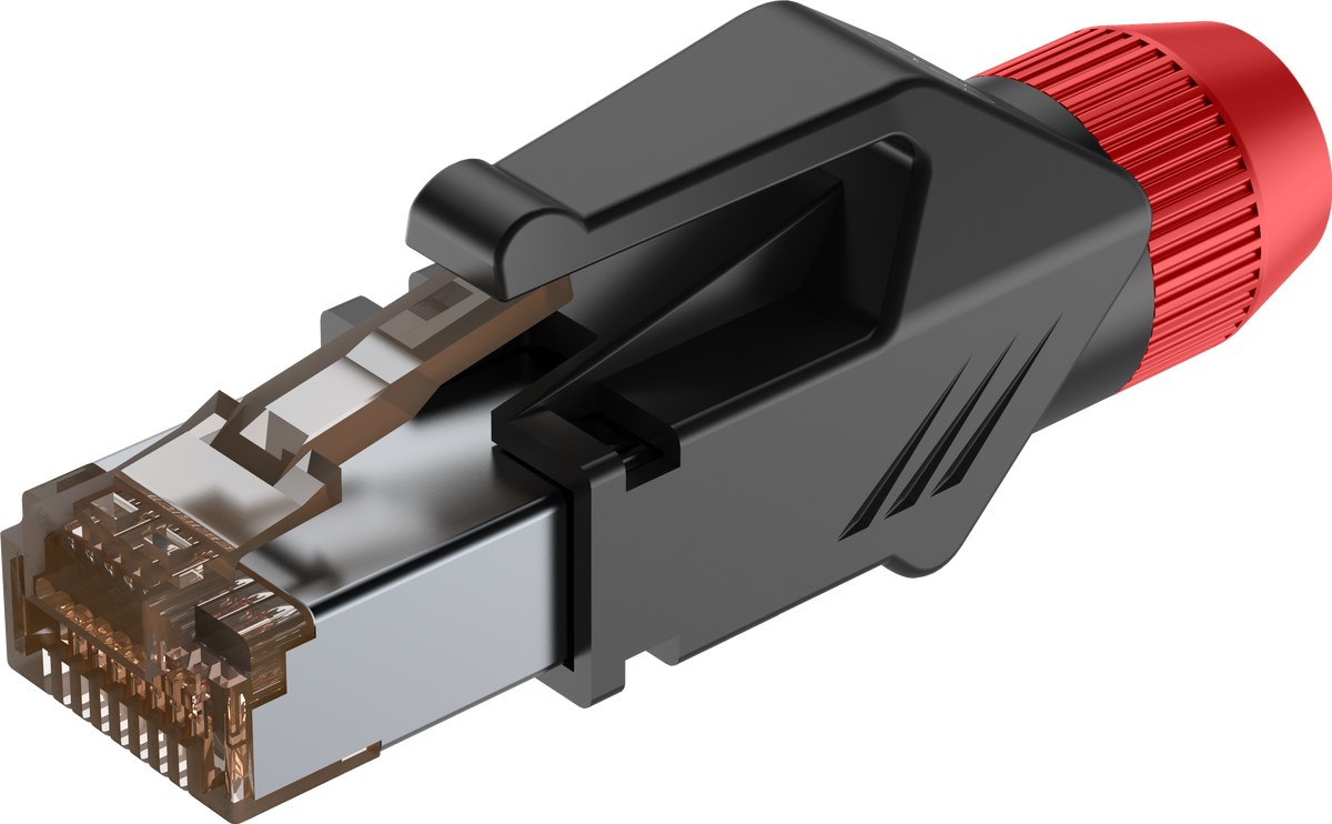 Wtyk typu RJ45 z osłoną Roxtone RJ45C5E-PH-RD