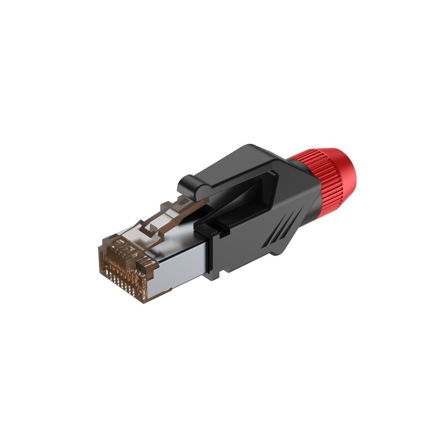 Wtyk typu RJ45 z osłoną Roxtone RJ45C5E-PH-RD