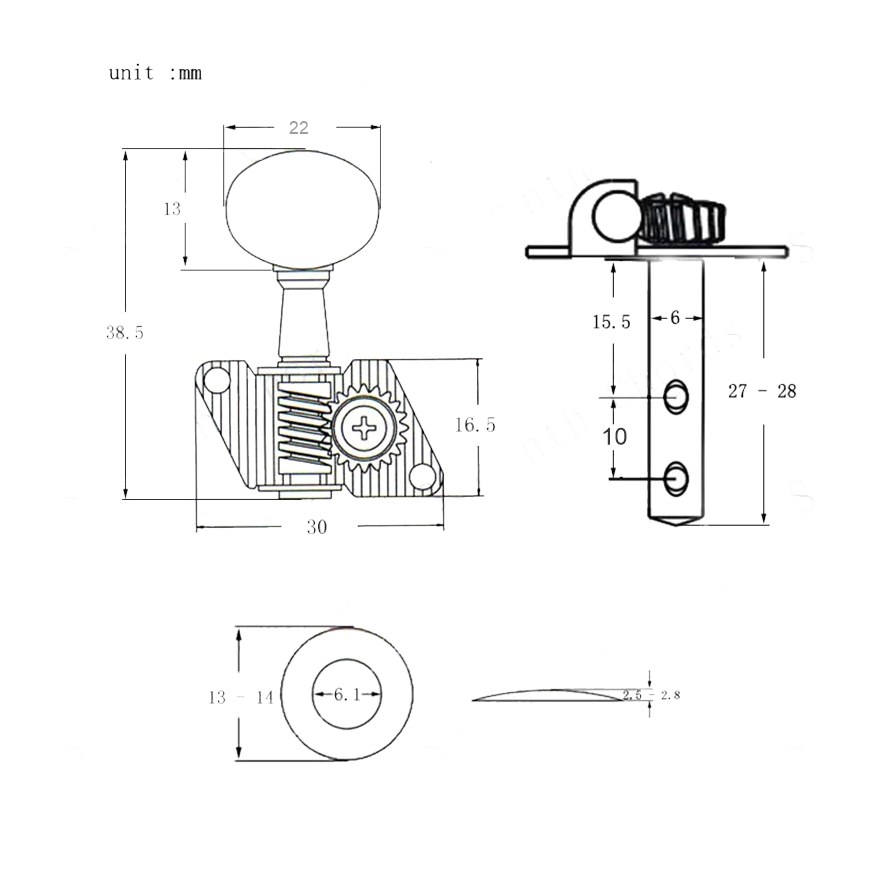 Klucze do gitary akustycznej Kera Audio FTSK-3R3L/BK (3+3)