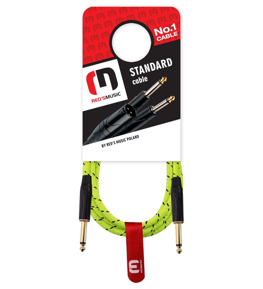 Kabel instrumentalny Red's Music – Jack 6.3mm / Jack 6.3mm – FOP kabel w oplocie - GCF1130TB - 3m