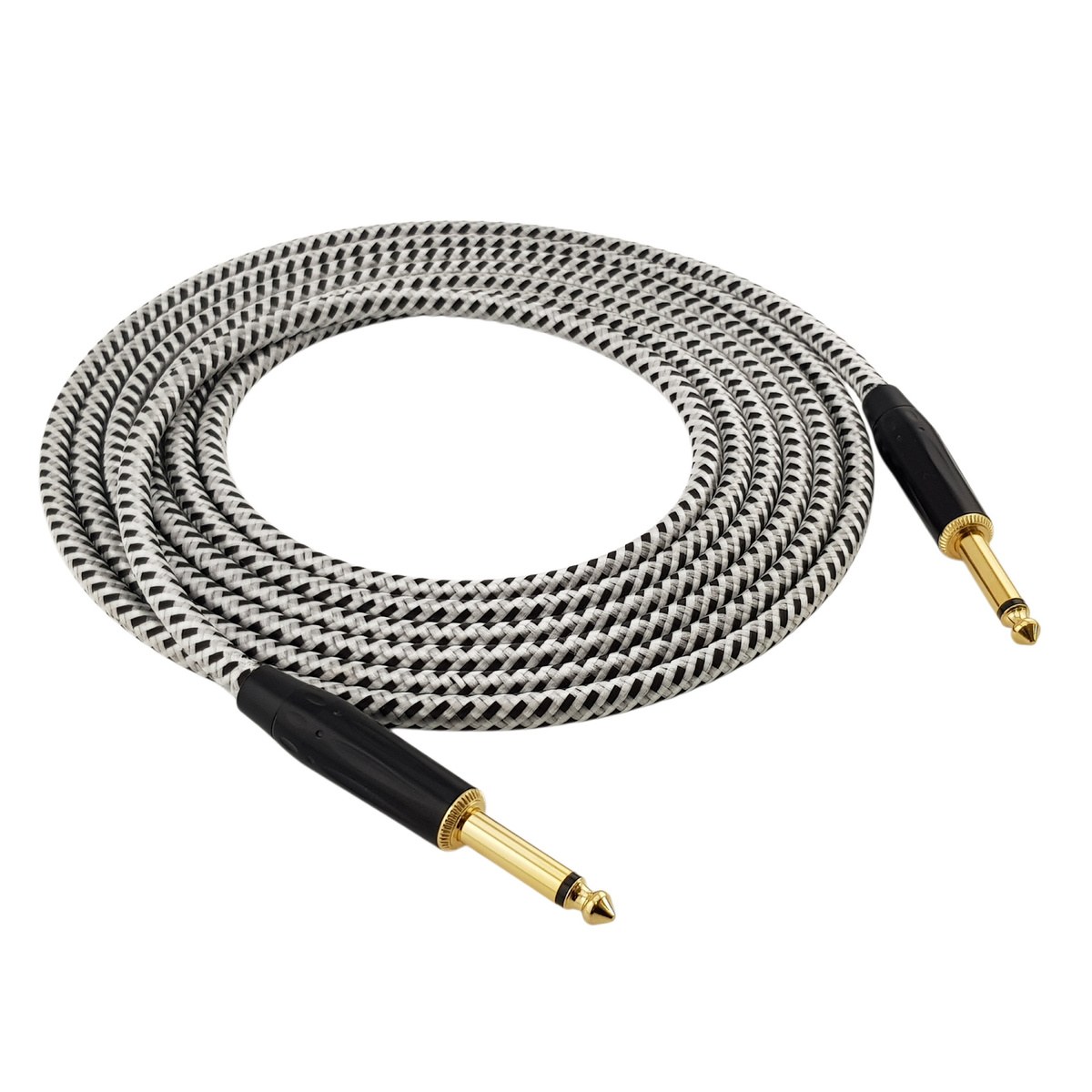 Kabel instrumentalny Red's Music – Jack 6.3mm / Jack 6.3mm – FOP kabel w oplocie - GCF1150BW - 5m