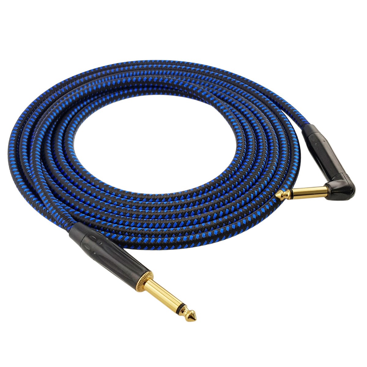 Kabel instrumentalny Red's Music – Jack 6.3mm / Jack 6.3mm kątowy – FOP kabel w oplocie - GCF1250BB - 5m
