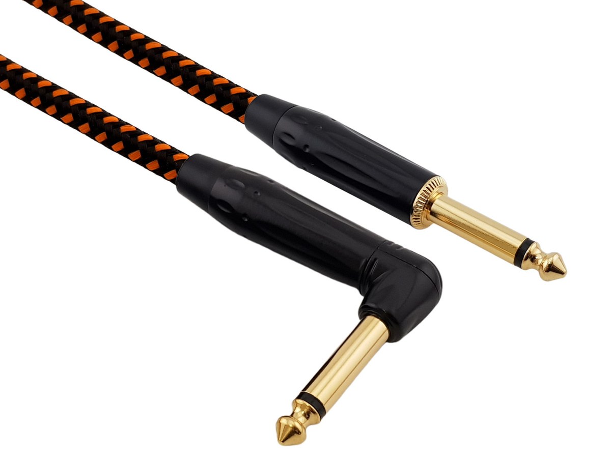 Kabel instrumentalny Red's Music – Jack 6.3mm / Jack 6.3mm kątowy – FOP kabel w oplocie - GCF1230BO - 3m