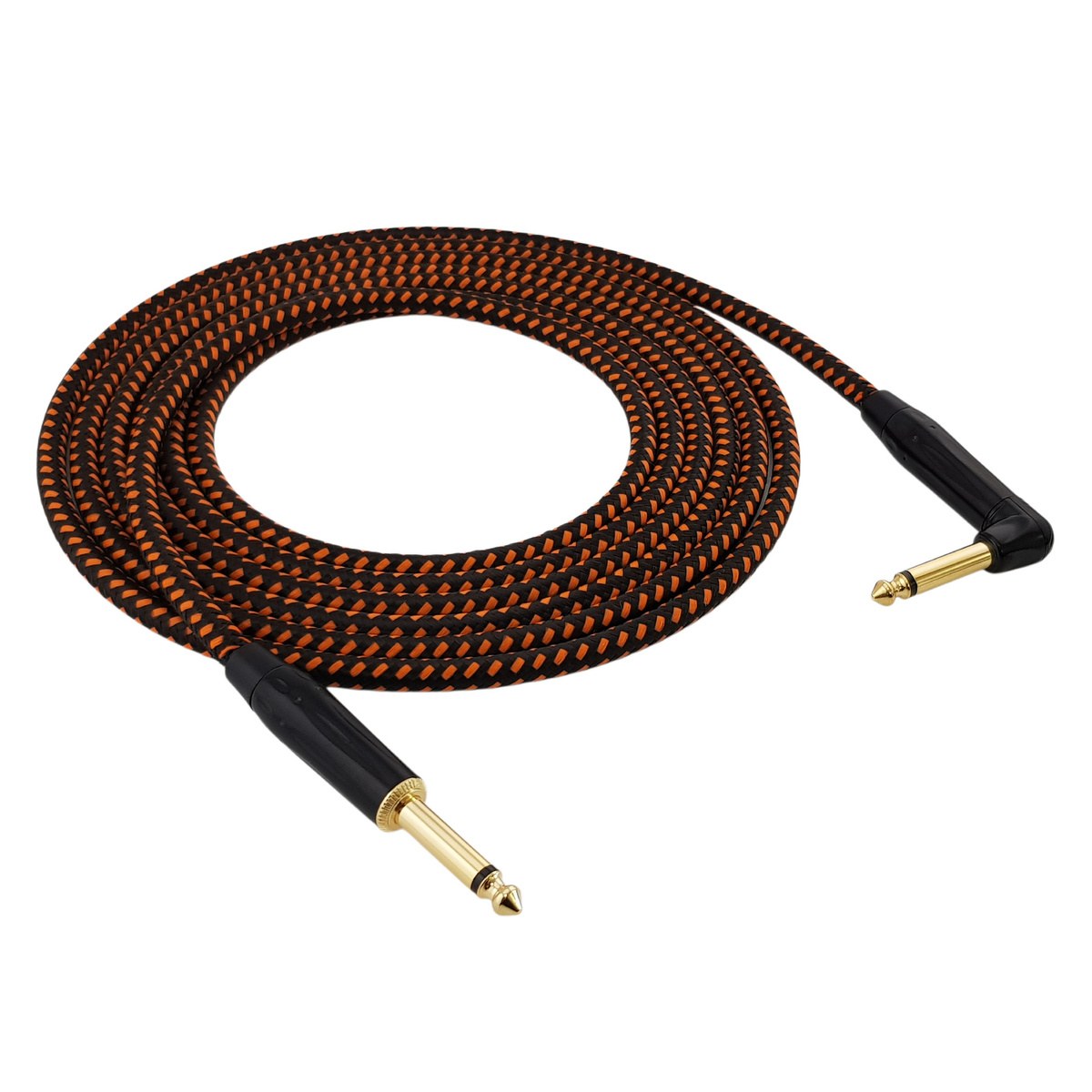 Kabel instrumentalny Red's Music – Jack 6.3mm / Jack 6.3mm kątowy – FOP kabel w oplocie - GCF1250BO - 5m
