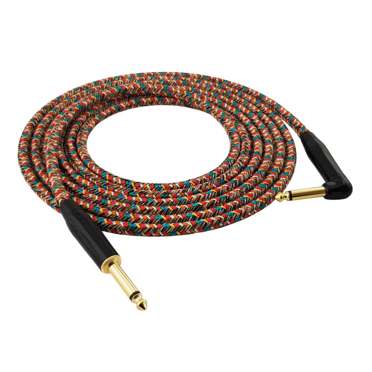 Kabel instrumentalny Red's Music – Jack 6.3mm / Jack 6.3mm kątowy – FOP kabel w oplocie - GCF1230RA - 3m