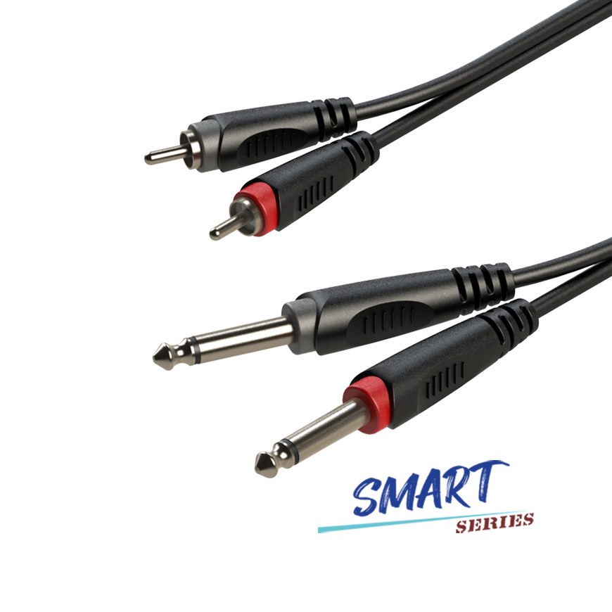 Kabel audio 2 x RCA / 2 x Jack 6.3mm mono 1m SMART Roxtone SACC150L1