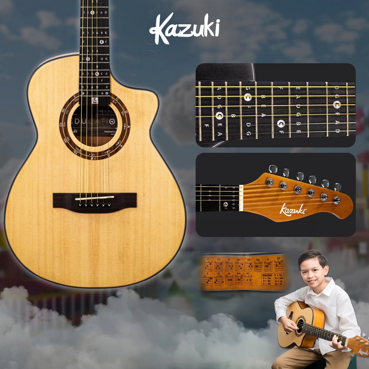 Gitara akustyczna 36″ – Kazuki AKZ-ED-PMR36-N