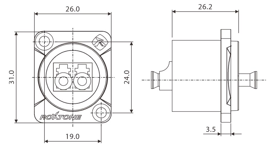 Gniazdo światłowodowe LC Duplex Roxtone RALC2D