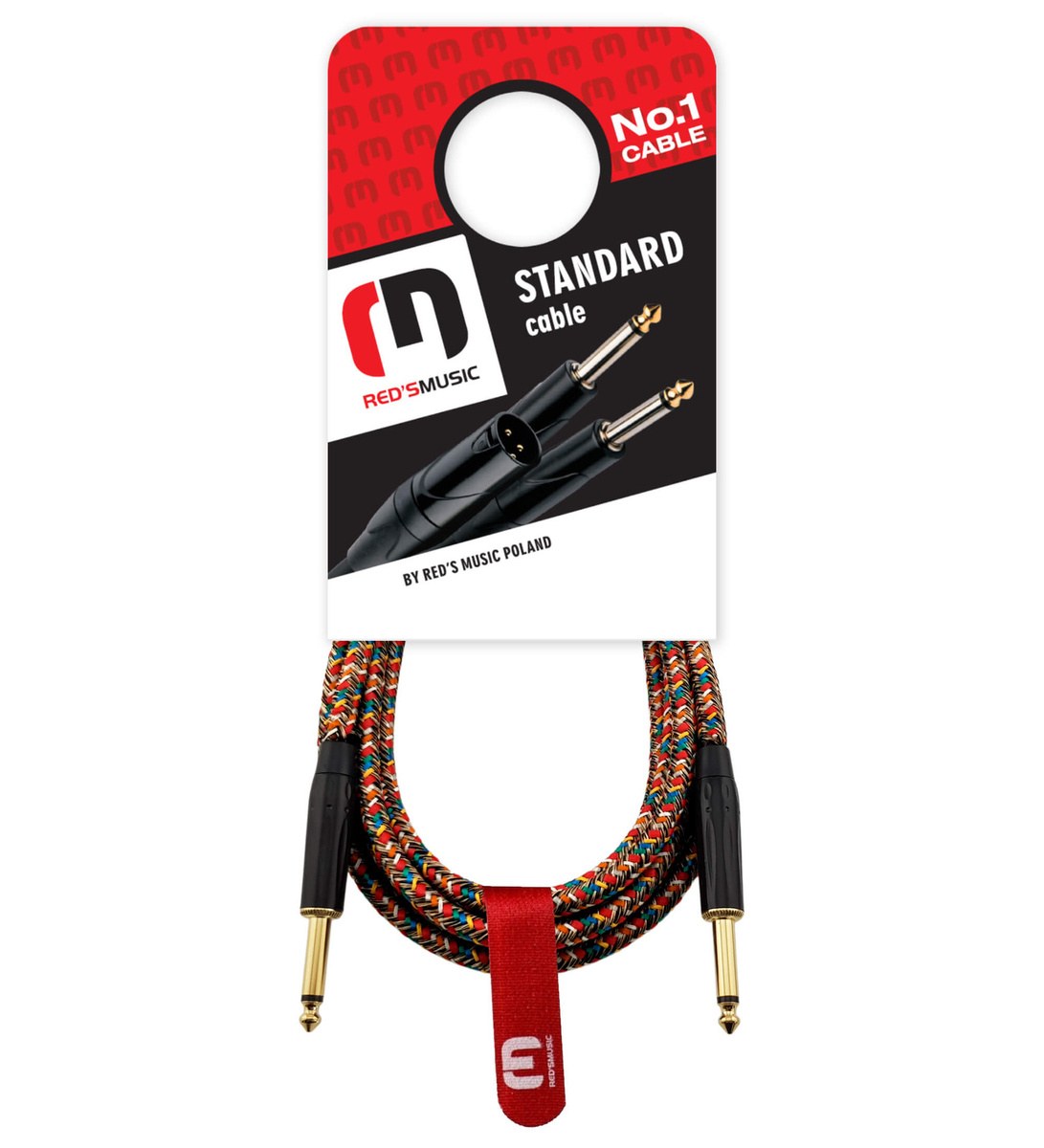 Kabel instrumentalny Red's Music – Jack 6.3mm / Jack 6.3mm – FOP kabel w oplocie - GCF1130RA - 3m