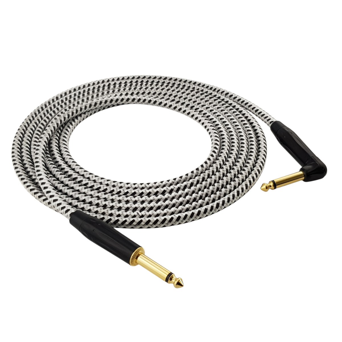Kabel instrumentalny Red's Music – Jack 6.3mm / Jack 6.3mm kątowy – FOP kabel w oplocie - GCF1230BW - 3m
