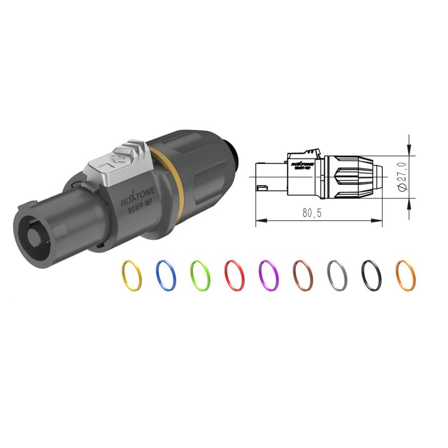 Wtyk głośnikowy 4-pin IP66 Roxtone RS4FP-WP-GY