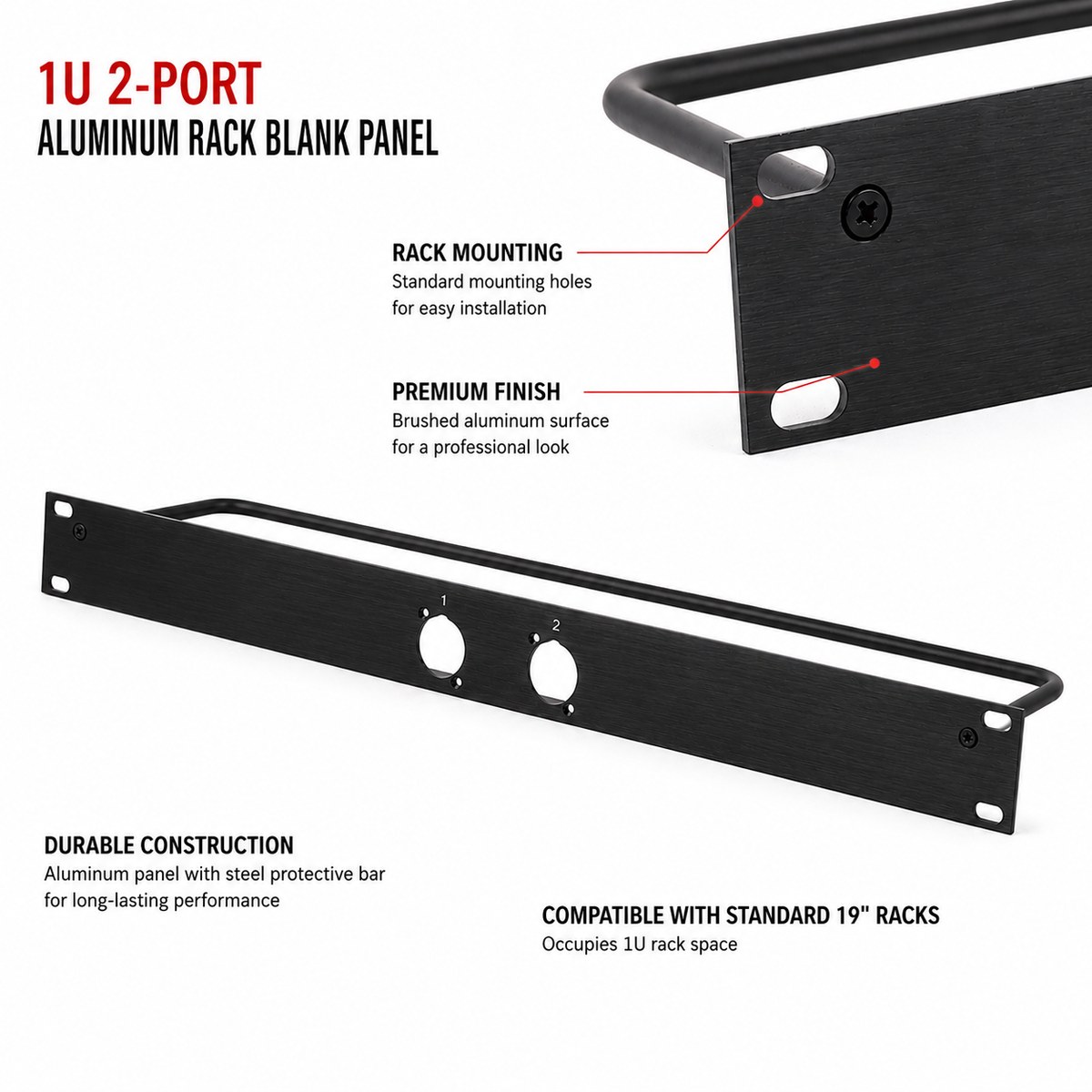 Patch panel RACK 19" 1U na 2 gniazda typu D Kera Audio 1U-2D