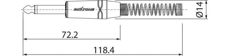 Wtyk typu Jack 6.3mm mono Roxtone RJ2PP-NN
