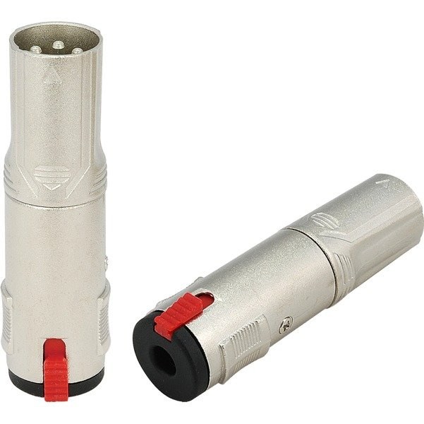 Redukcja przejściówka wtyk XLR męski do Jack 6.3mm Stereo żeński z blokadą Roxtone RA3XMJF