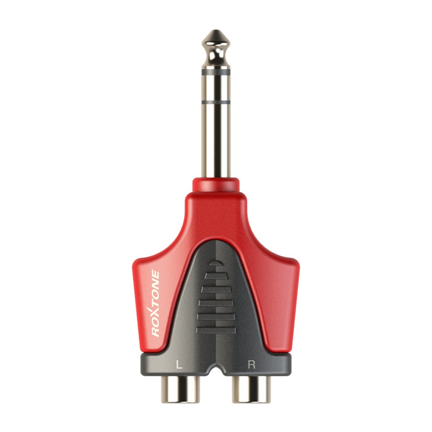 Redukcja przejściówka wtyku 1 x 6.3mm stereo do 2 x RCA żeńska Roxtone RPAN330