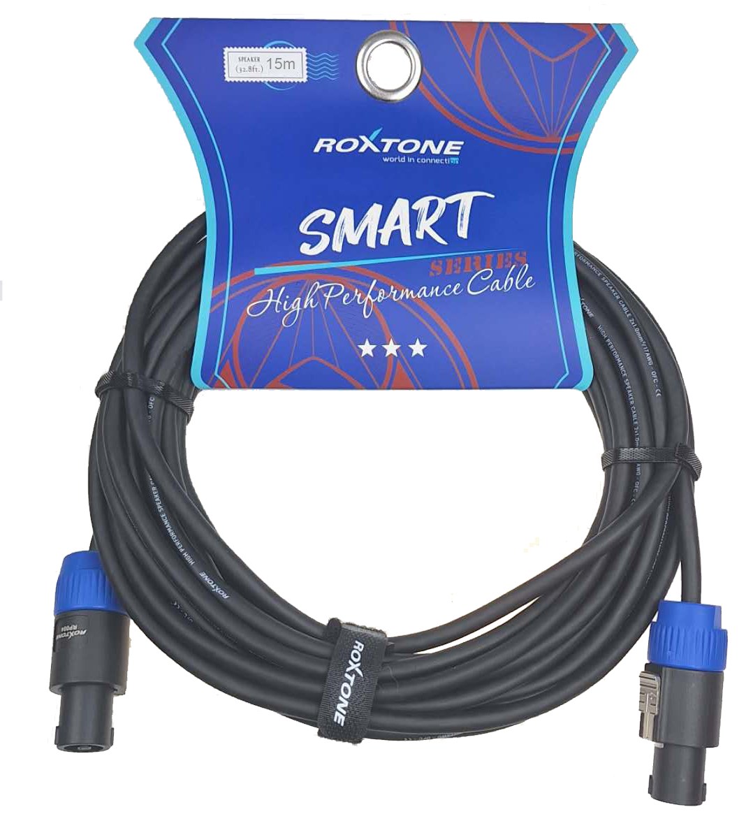 Kabel głośnikowy 2 x 1,0mm² 2 x złącze głośnikowe 15m SMART Roxtone SSSS210L15