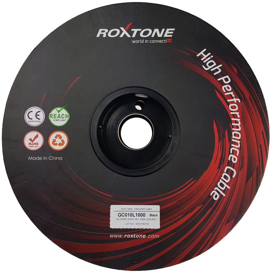 Kabel instrumentalny Roxtone GC010-100m-BK — cena za 1 m