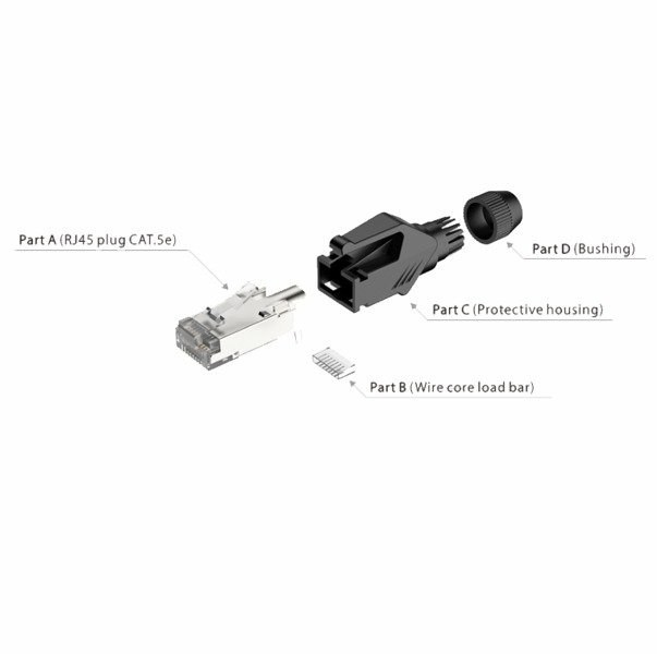 Wtyk typu RJ45 z osłoną Roxtone RJ45C5E-PH-BK