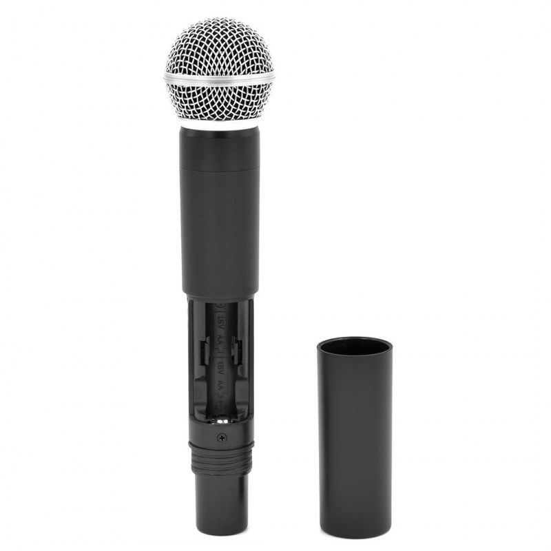 DNA DJ DUAL VOCAL wokalowy mikrofon bezprzewodowy 2x nadajnik doręczny odbiornik system nagłośnienia UHF 518-542 MHz