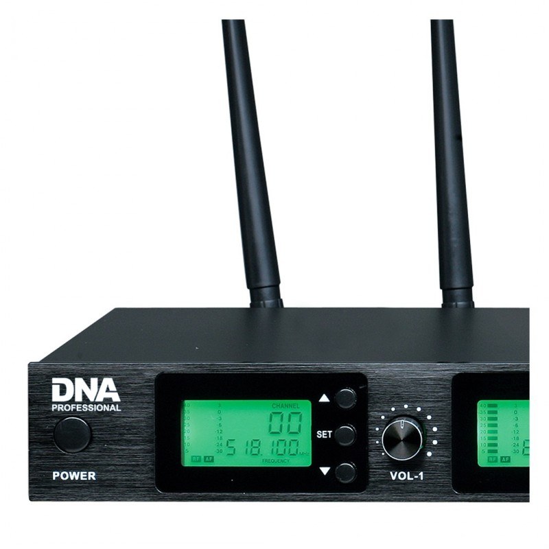 DNA RV-4 mikrofon bezprzewodowy 4x nadajnik doręczny odbiornik zestaw system nagłośnienia UHF 518-542 MHz
