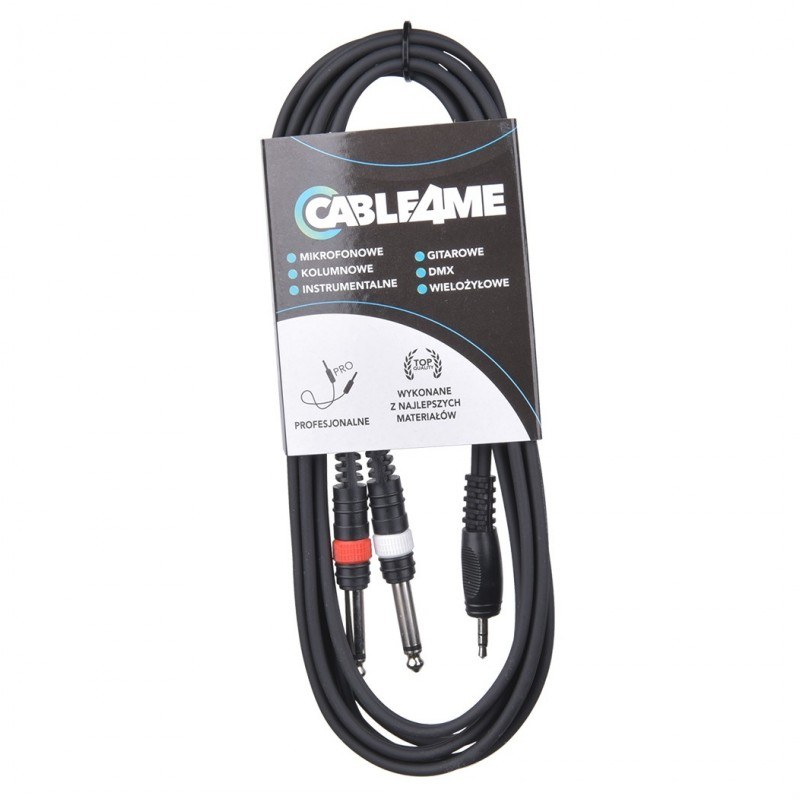 CABLE4ME kabel przewód mini jack 3,5 mm stereo – 2x jack mono 6,3 mm 3 m