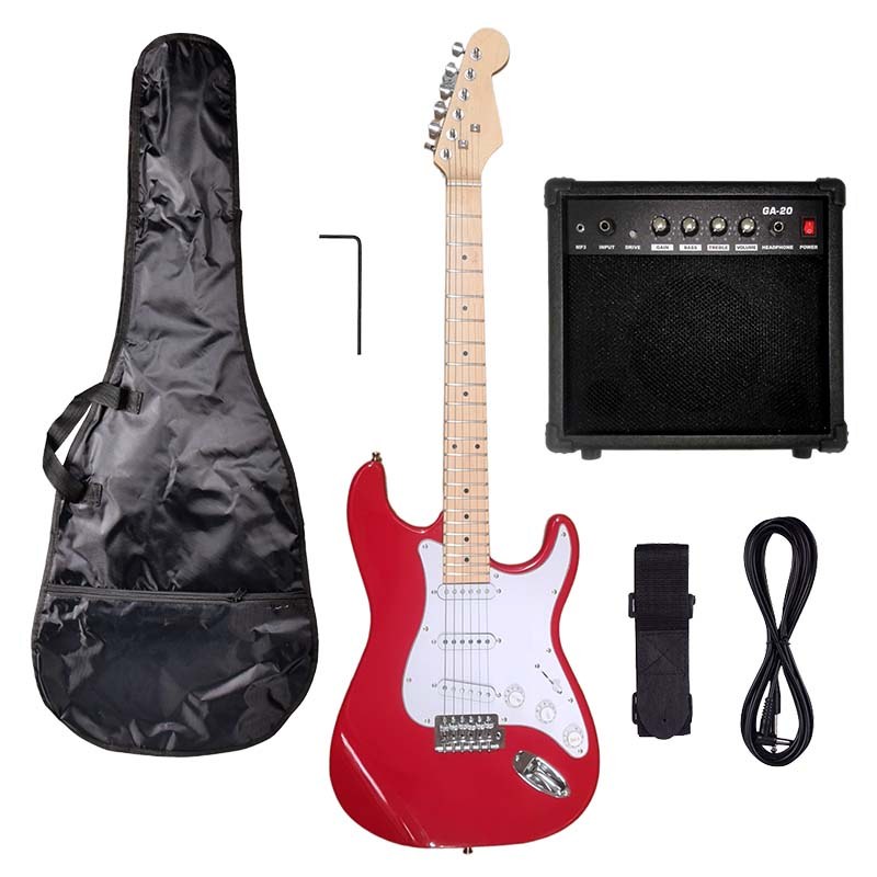 NN EG SET RED zestaw gitarowy gitara elektryczna stratocaster