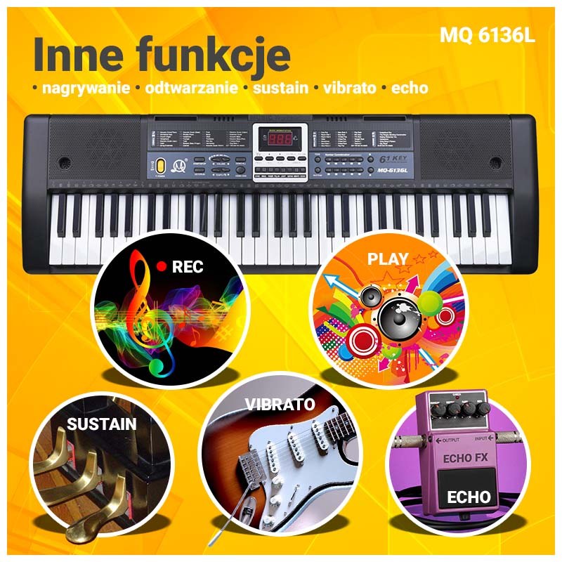 MQ 6136L KEYBOARD organy z mikrofonem dla dzieci