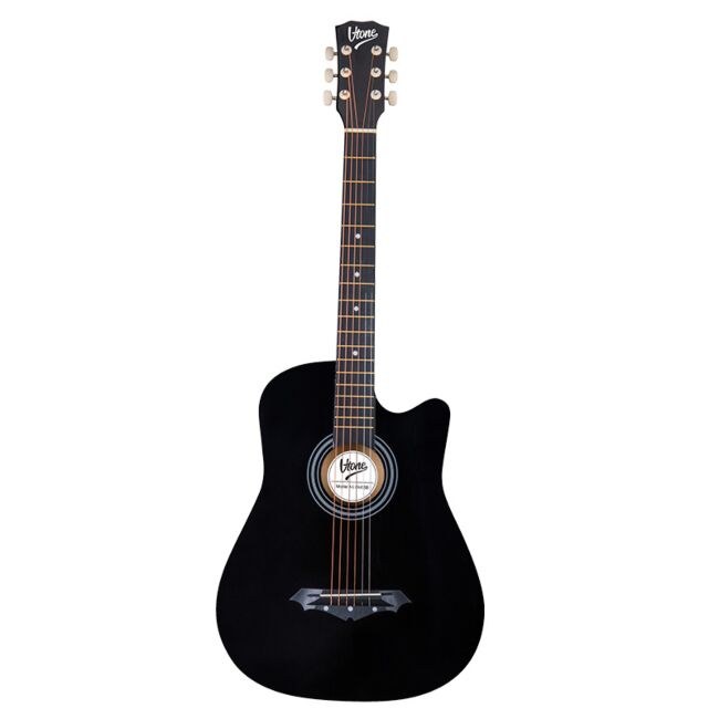 V-TONE AG ONE BK gitara akustyczna 4/4 czarna do nauki dla początkujących kostki pasek zapasowe struny pokrowiec akordy zestaw