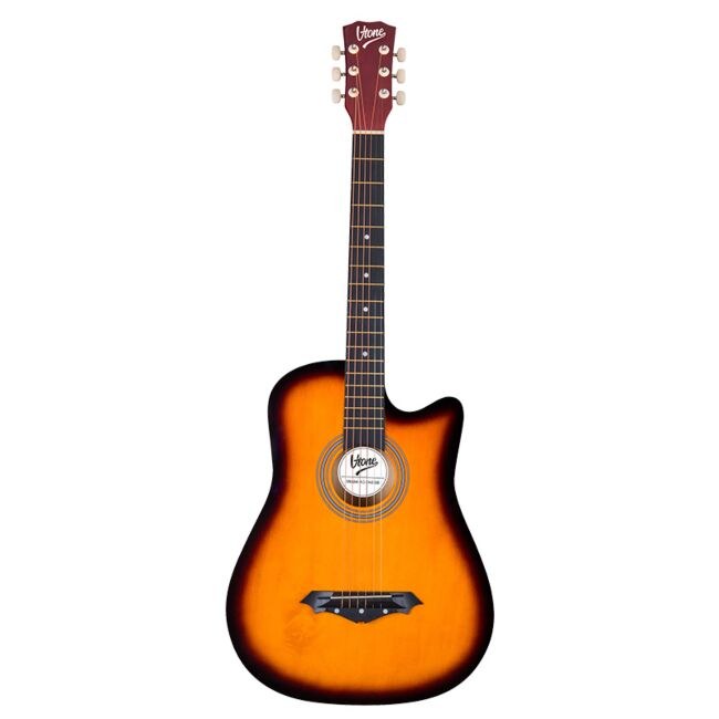 V-TONE AG ONE SB gitara akustyczna 4/4 sunburst do nauki dla początkujących kostki pasek zapasowe struny pokrowiec akordy zestaw