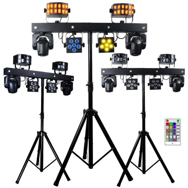 LIGHT4ME MT BAR 1 zestaw oświetleniowy multiefekt świetlny RGBW 4w1 głowica ruchoma efekt derby biały stroboskop par statyw pilot bezprzewodowy