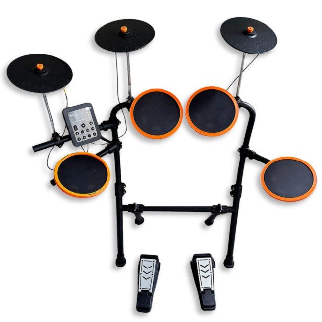 V-TONE ED1 perkusja elektroniczna przenośna USB MIDI AUX wyjście słuchawkowe pedały pałeczki perksusyjne klucz regulacyjny zestaw