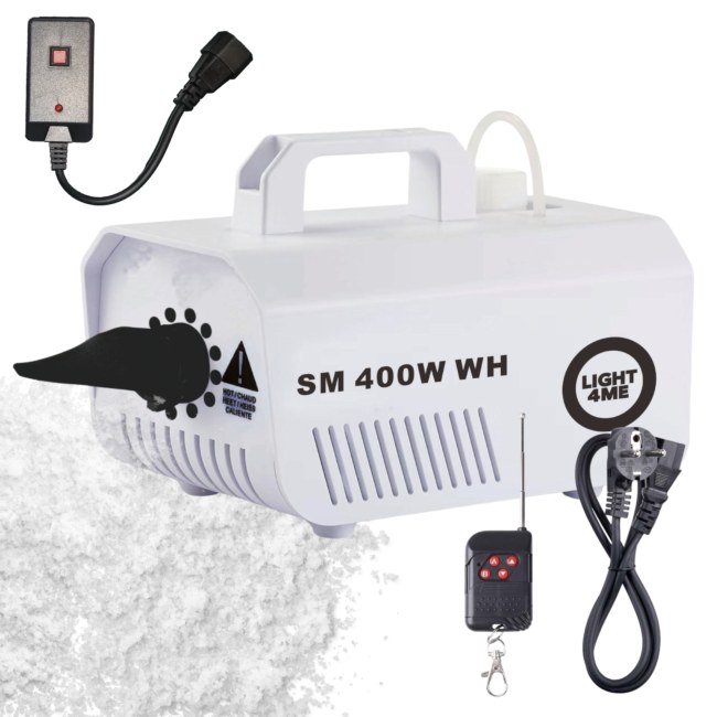 LIGHT4ME SM 400W WH generator wytwornica śniegu biała pilot bezprzewodowy kontroler przewodowy