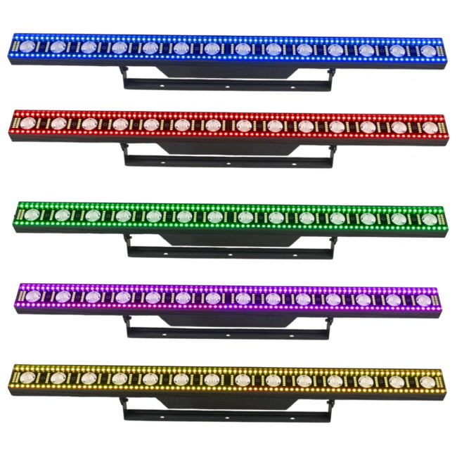 LIGHT4ME VENOM STROBE BAR V2 listwa oświetleniowa LED stroboskop oświetlenie sceniczne DMX uchwyt montażowy 14x3W WW SMD3535+180x0,1W CW SMD5730+168x0,3W RGB SMD5050