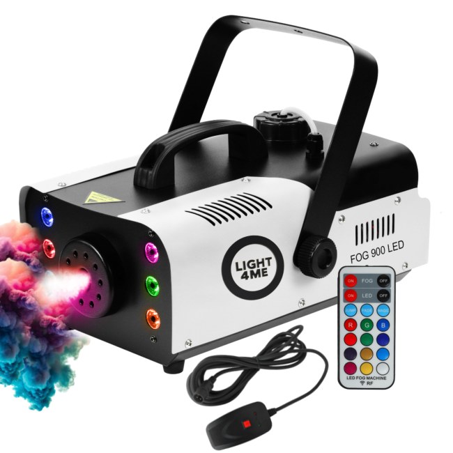LIGHT4ME FOG 900 LED wytwornica dymu mgły pilot bezprzewodowy kontroler przewodowy 900W efekt świetlny 6x3W RGB