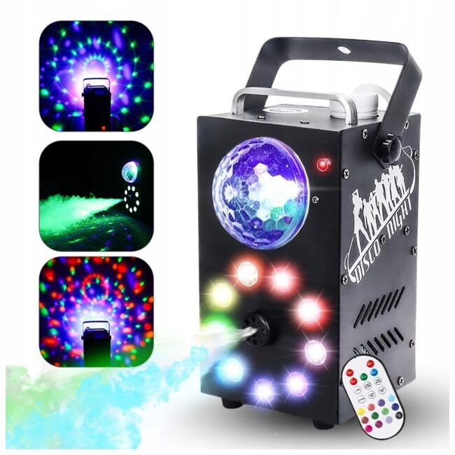 LIGHT4ME PARTY FOG 700W V2 generator wytwornica dymu mgły kula disco efekt świetlny RGB pilot bezprzewodowy uchwyt montażowy
