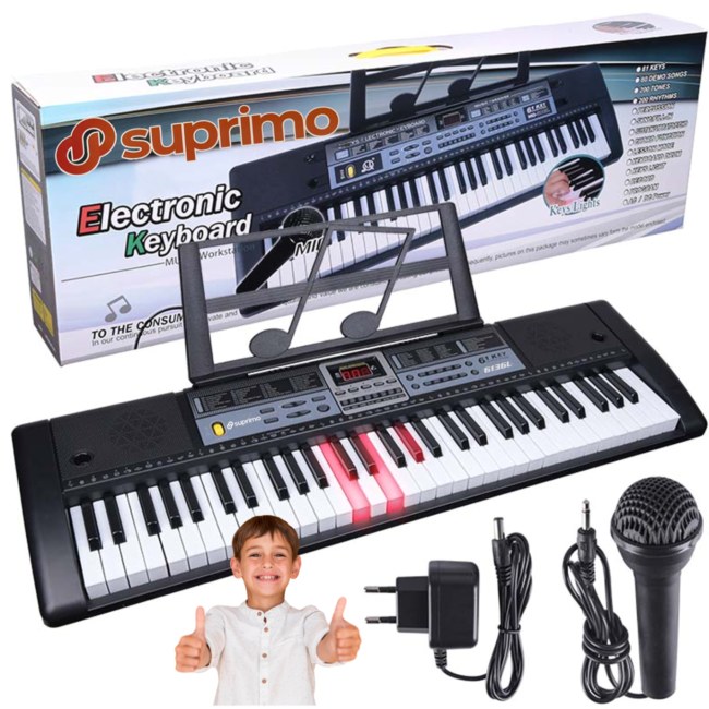 SUPRIMO 6136L KEYBOARD organy z mikrofonem dla dzieci podświetlane klawisze