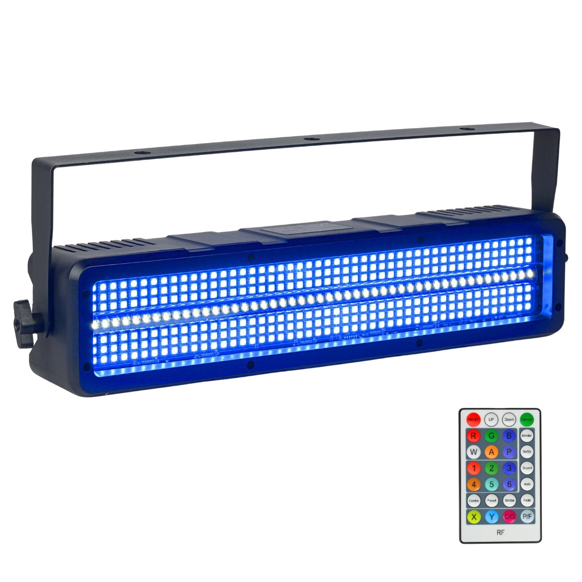 LIGHT4ME AURI XL STROBE stroboskop sceniczny LED efekt świetlny 48x1W CW/A SMD3030+288x0,2W RGB SMD5050 pilot bezprzewodowy uchwyt montażowy