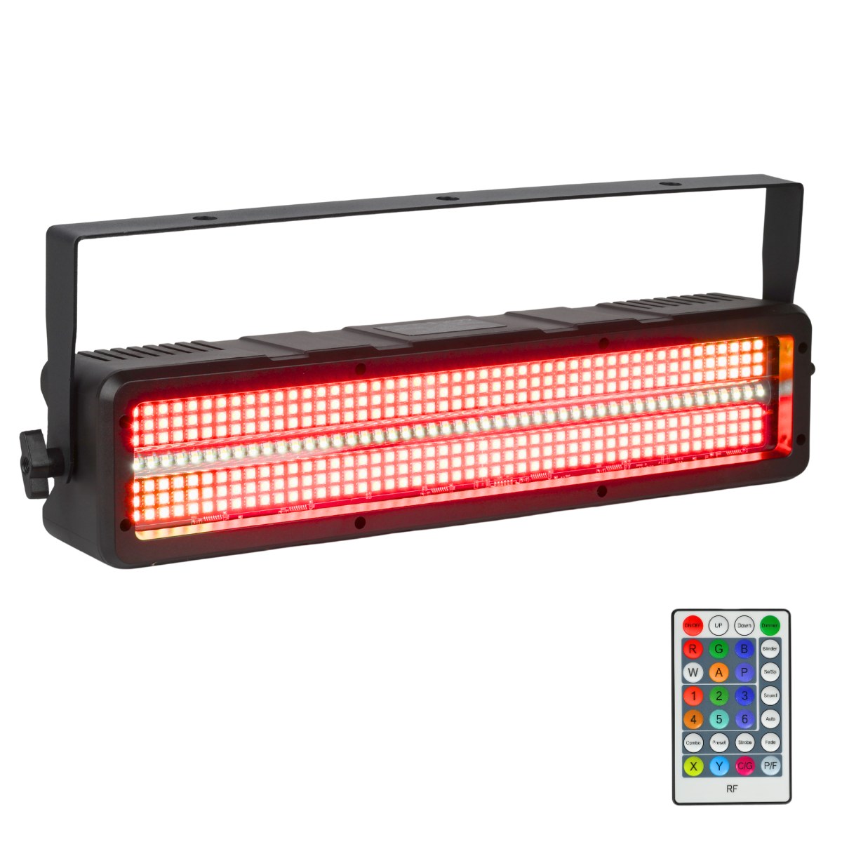 LIGHT4ME AURI XL STROBE stroboskop sceniczny LED efekt świetlny 48x1W CW/A SMD3030+288x0,2W RGB SMD5050 pilot bezprzewodowy uchwyt montażowy