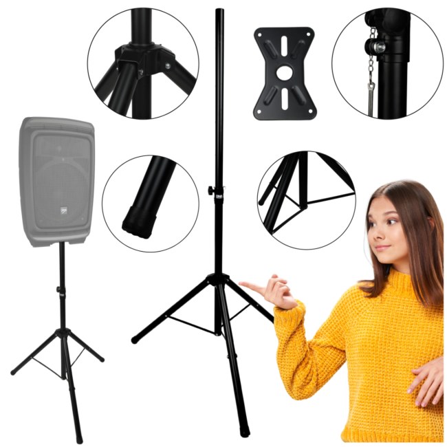 DNA BOX2 stojak tripod statyw kolumnowy stalowy czarny podstawa kolumnowa pin zabezpieczający do 30 kg
