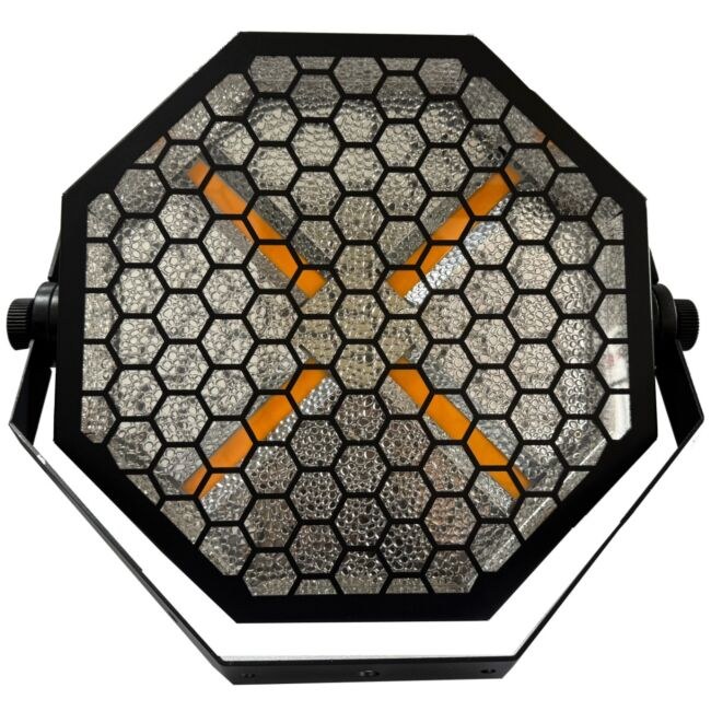 EVOLIGHTS LUMENO X reflektor vintage oświetlenie sceniczne retro ciepła biel efekt tła 4x60W WW LED + 48x0,2 RGB LED
