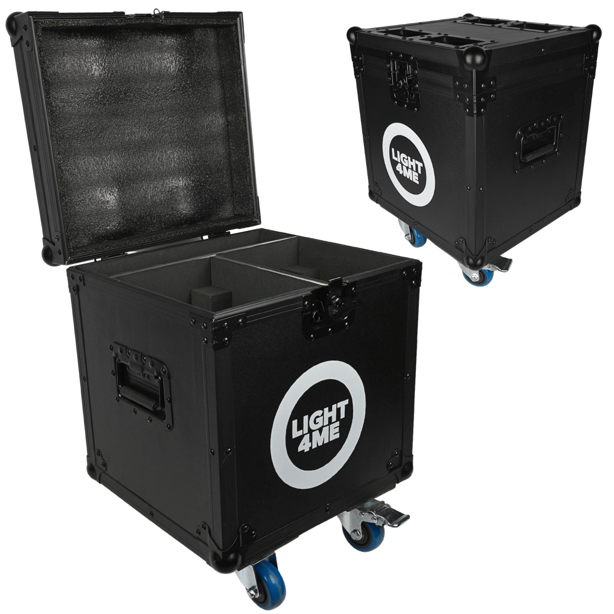 LIGHT4ME ORBEAM 150W CASE 2IN1 skrzynia transportowa na 2 głowice ruchome akcesoria 4 kółka mechanizm blokady