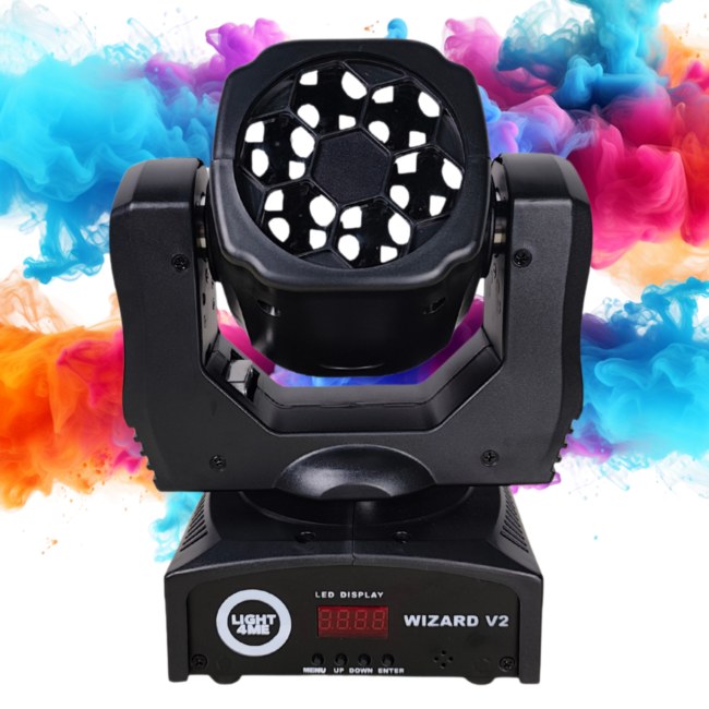 LIGHT4ME WIZARD v2 głowica ruchoma FX oświetlenie sceniczne DMX 6x10W RGBW LED uchwyt montażowy omega