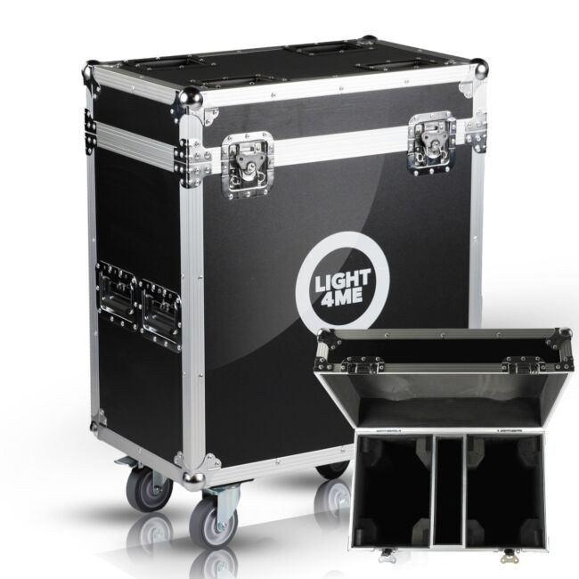 LIGHT4ME VENOM HYBRID 280W CASE 2IN1 skrzynia transportowa na 2 głowice ruchome akcesoria 4 kółka mechanizm blokady