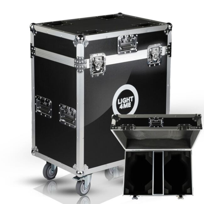 LIGHT4ME VENOM HYBRID 470W CASE 2IN1 skrzynia transportowa na 2 głowice ruchome akcesoria 4 kółka mechanizm blokady