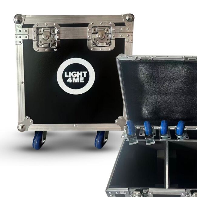 LIGHT4ME RED LINE CASE 2IN1 skrzynia transportowa na 2 głowice ruchome akcesoria 4 kółka mechanizm blokady przegroda na akcesoria