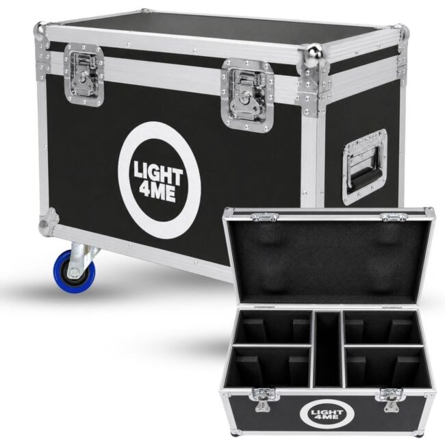 LIGHT4ME 100 SPOT RING CASE 4IN1 skrzynia transportowa na 4 głowice ruchome przegroda na akcesoria 4 kółka mechanizm blokady