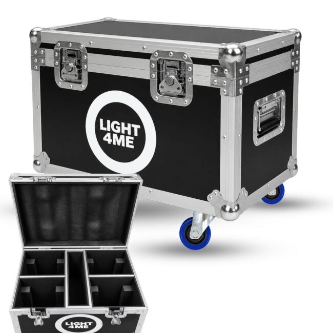 LIGHT4ME MINI SPOT 100 RING CASE 4IN1 skrzynia transportowa na 4 głowice ruchome przegroda na akcesoria 4 kółka mechanizm blokady