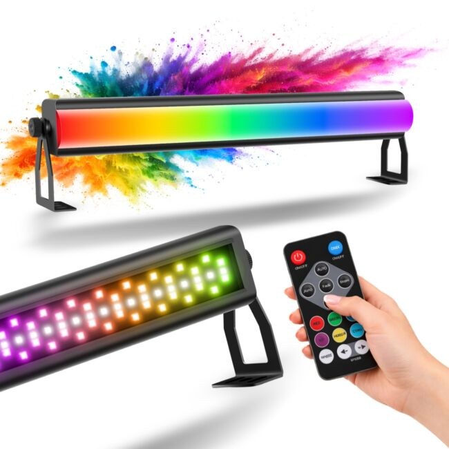 LIGHT4ME FROST BAR listwa oświetleniowa LED DMX 72x0,3W RGB SMD 5050 + 36x0,3W W SMD 5050 zdejmowany dyfuzor pilot bezprzewodowy na podczerwień 2x uchwyt montażowy