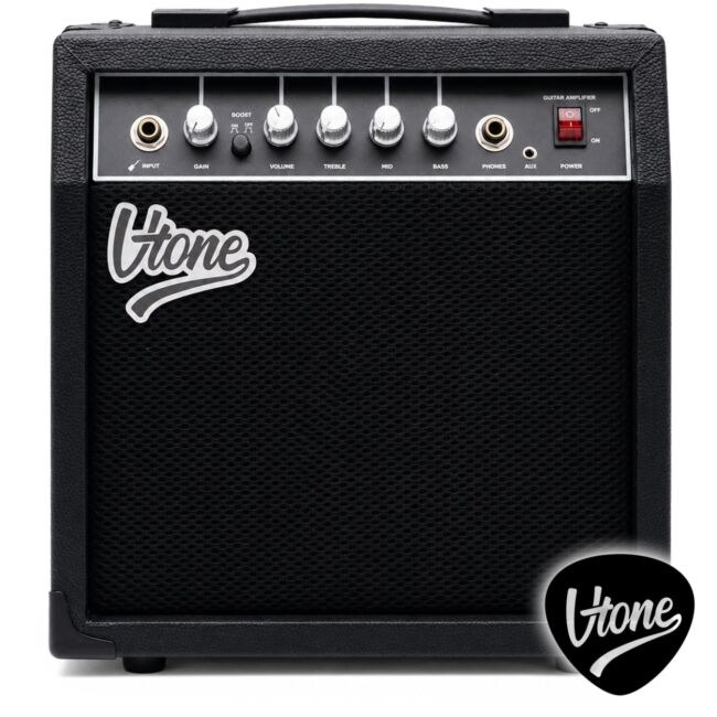 V-TONE AMP40 combo gitarowe wzmacniacz 40W do gitary elektrycznej tranzystorowy czarny efekt drive EQ AUX wyjście słuchawkowe
