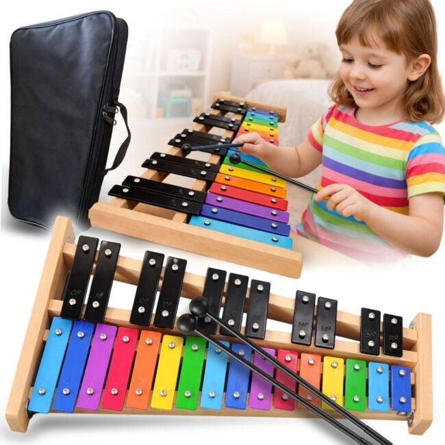 V-TONE DCC 27 SET cymbałki dzwonki chromatyczne 27-tonowe instrument dla dzieci glockenspiel edukacyjny 2 pałeczki do gry pokrowiec transportowy